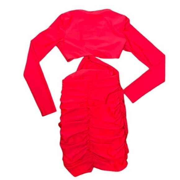 NWT Tiger Mist Kya Dress Ruched Bodycon Red Sexy Bare Midriff Size Small - Picture 8 of 12